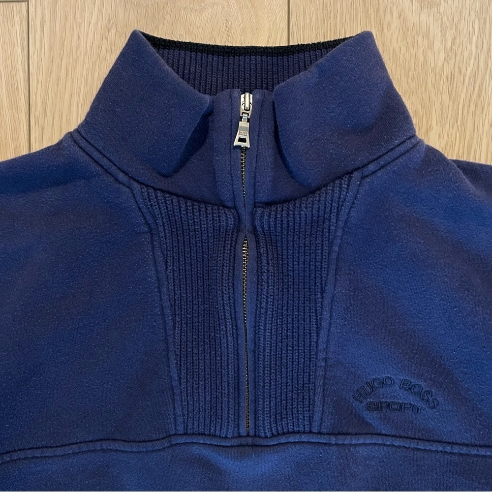Hugo Boss Sport Men’s Blue Quarter Zip Sweatshirt Small - Picture 2 of 8